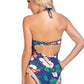 NAVY FLORAL MESH INSERTS ONE PIECE SWIMSUIT