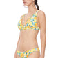 TEXTURED LEMON PRINT STRING DETAIL HALTER BIKINI SET
