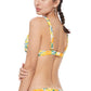 TEXTURED LEMON PRINT STRING DETAIL HALTER BIKINI SET
