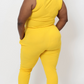 Ribbed Sleeveless Drawstring Waist Jumpsuit