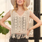 Fringe Hem Crochet Vest Cardigan