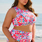 Rose Floral Print Twisted High Waist Bikini Set