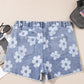 Ashleigh Blue Floral Pattern High Waist Raw Hem Denim Shorts