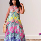 Multi Color Backless Swing Maxi Dress
