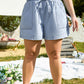 Beau Blue Pocketed Drawstring High Waist Denim Shorts