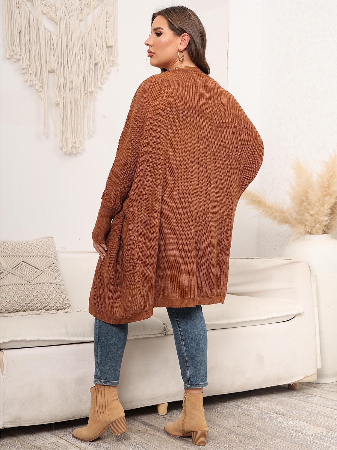 Open Front Cardigan With Pockets