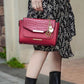 “Sylvie” Croco Embossed Shoulder Bag