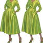 Green Classic Style Faux Wrap Dress