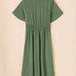 Four Leaf Clover Surplice Neckline Shirred High Waist Maxi Dress