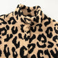 Khaki Leopard Sherpa Button Front Collared Vest Jacket