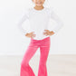 Watermelon Pink Ribbed Velvet Bells
