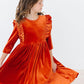 Pumpkin Spice Velvet Ruffle Twirl Dress