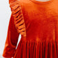 Pumpkin Spice Velvet Ruffle Twirl Dress