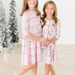 Pink Plaid 3/4 Sleeve Pocket Twirl Dress