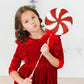 Red Velvet Ruffle Twirl Dress