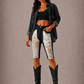 Rodeo Capri Short in Brown Cowhide