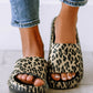 Black Print Thick Sole Slip On Slippers