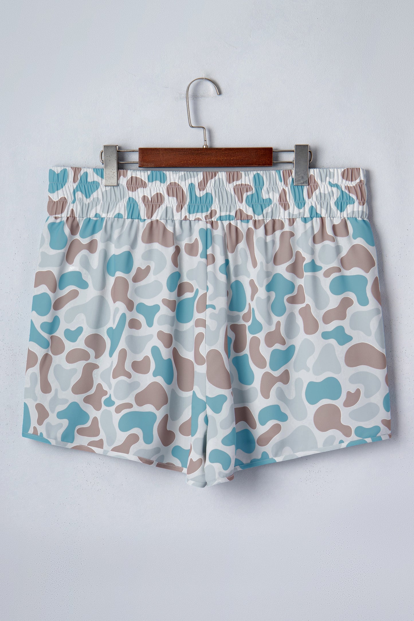 Multicolour Camouflage Elastic Waist Athleisure Shorts