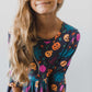Skeleton Web 3/4 Sleeve Pocket Twirl Dress