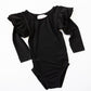 Black L/S Flutter Sleeve Leotard