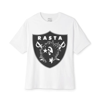 RASTA RAIDERS WHITE Oversized Boxy Tee