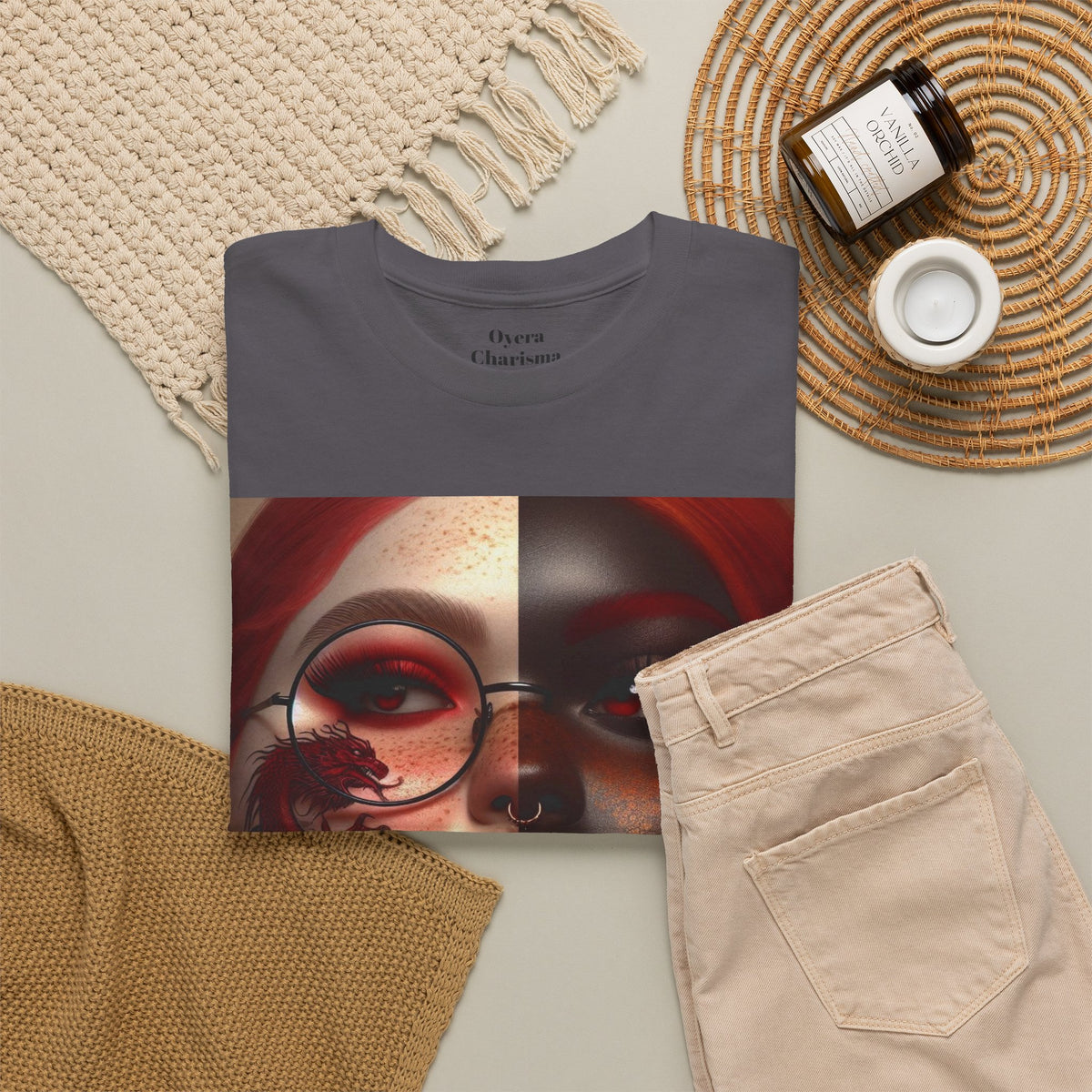 Graphic Tee — Dual-Faced Gothic Rose Portrait