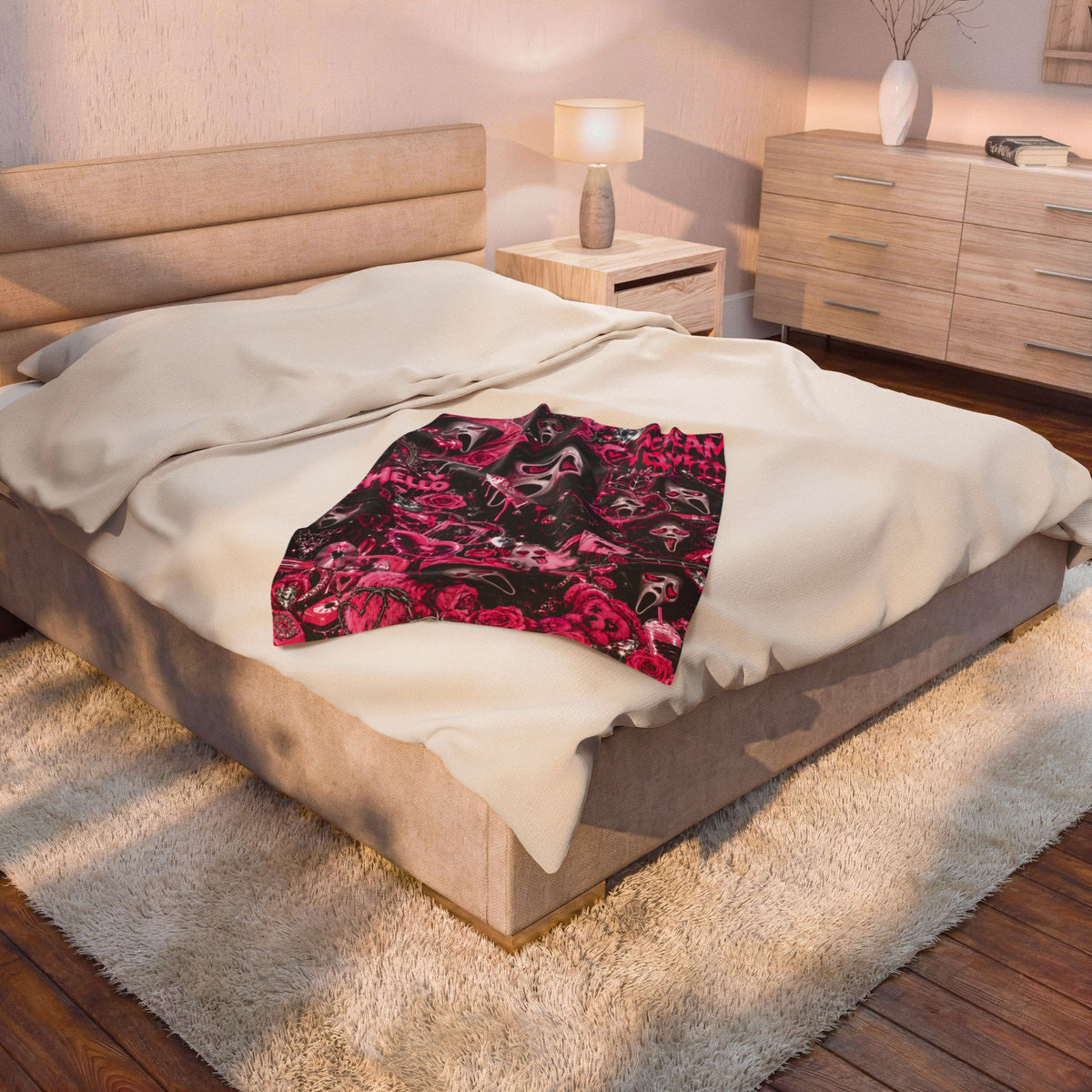 Scream Queen Pink Horror Velveteen Plush Blanket