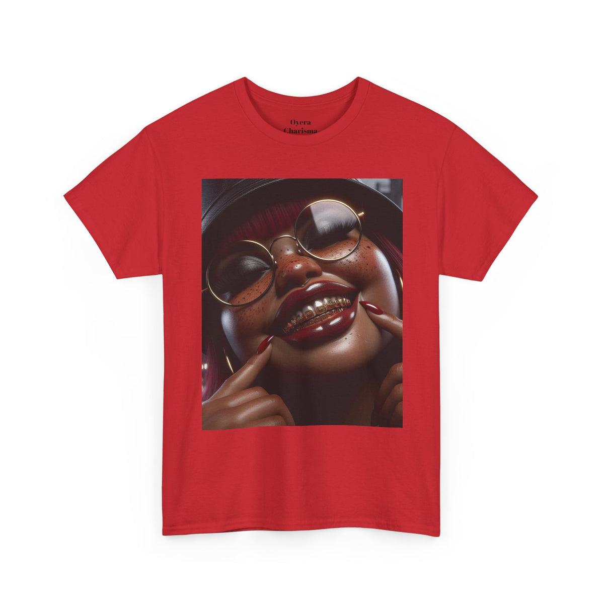 Smiling Afro Woman Graphic Tee — Bold Urban Portrait T-Shirt