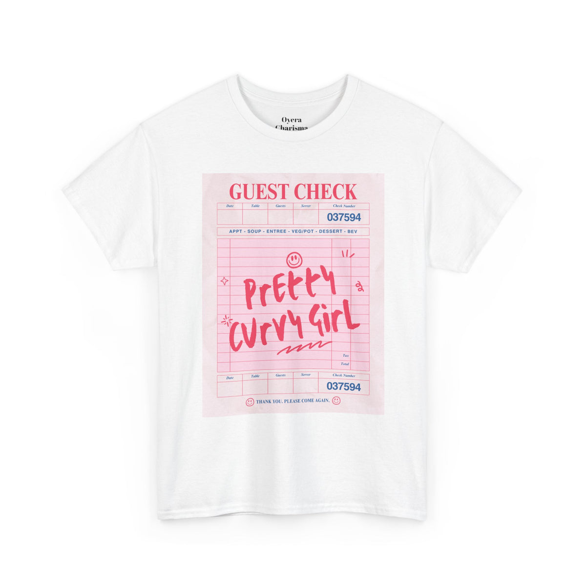 Pretty Curvy Girl Tee — Pink Guest Check Graphic Shirt