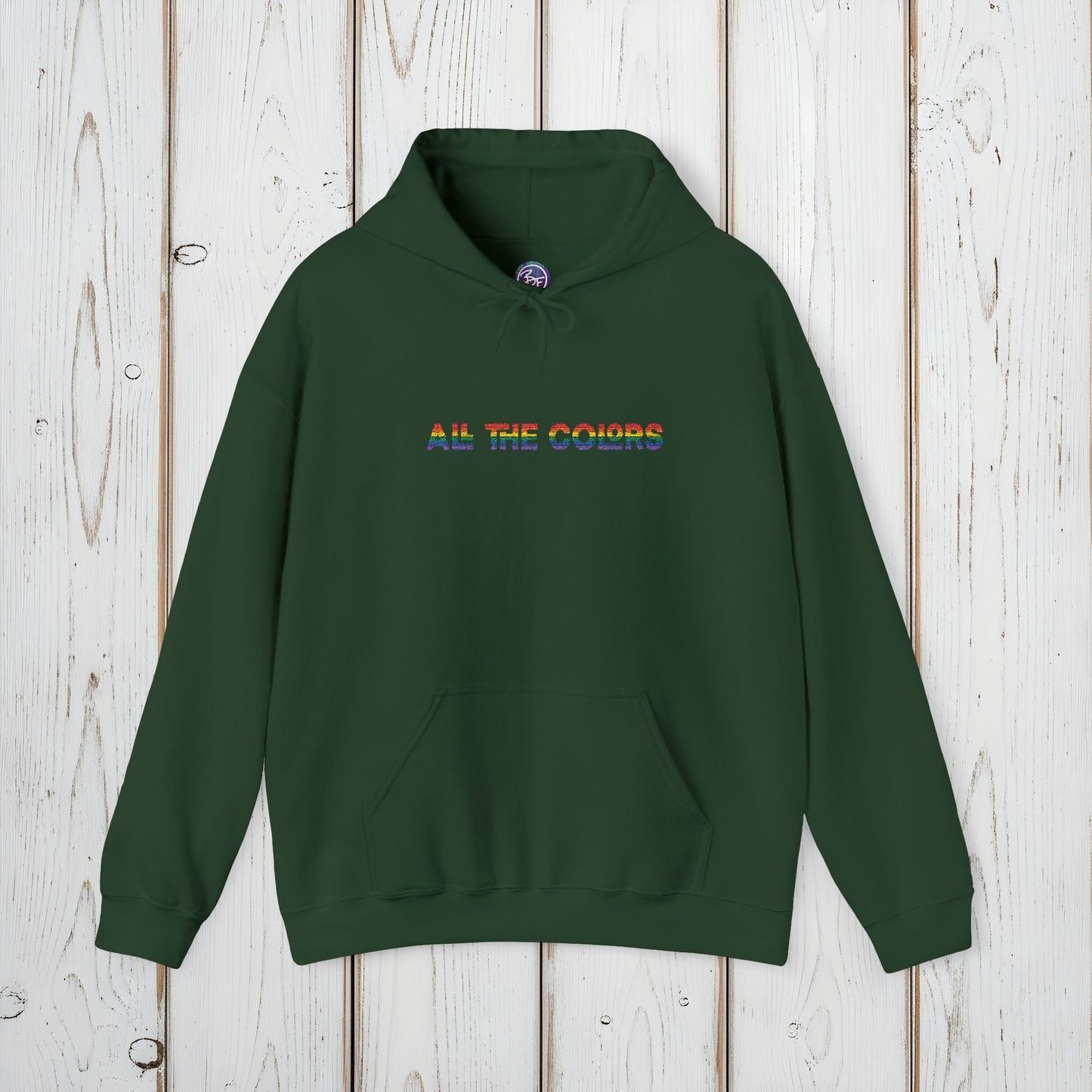 "All the Colors" Rainbow Embroidered Unisex Heavy Blend™ Hooded Sweatshirt
