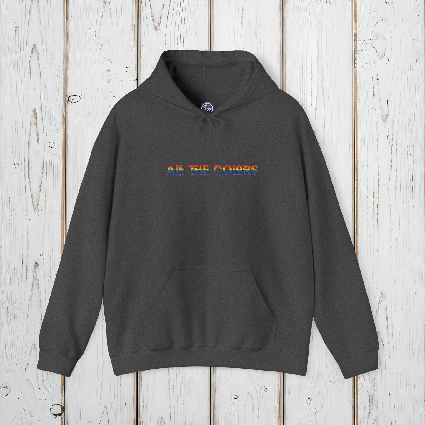 "All the Colors" Rainbow Embroidered Unisex Heavy Blend™ Hooded Sweatshirt