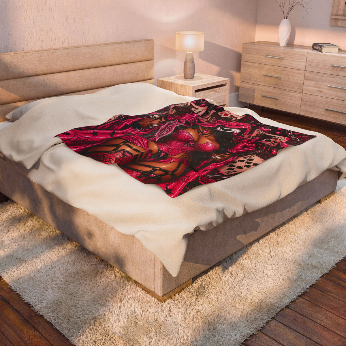 Pink Horror Scream Queen Playing Cards Velveteen Plush Blanket
