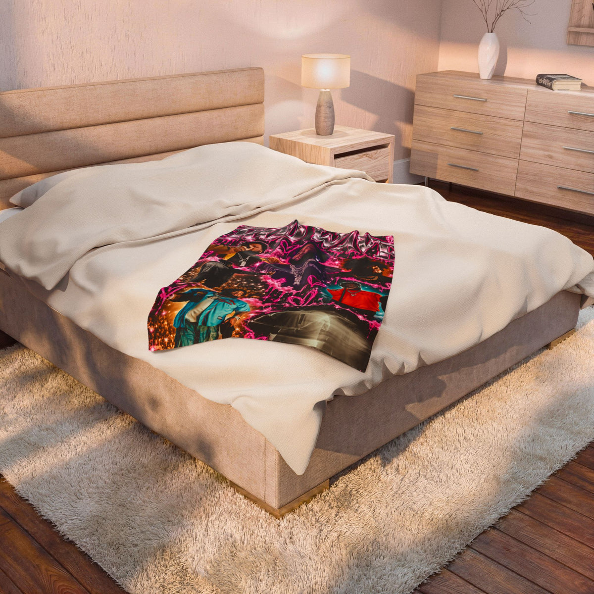“Rod Wave” Pink Velveteen Plush Blanket