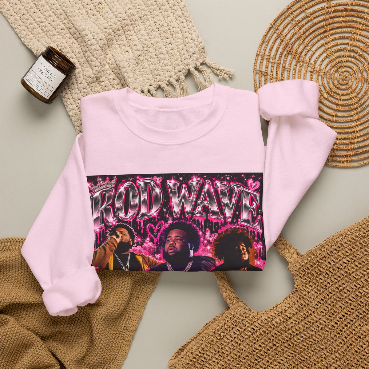“Rod Wave” Pink Crewneck Sweatshirt
