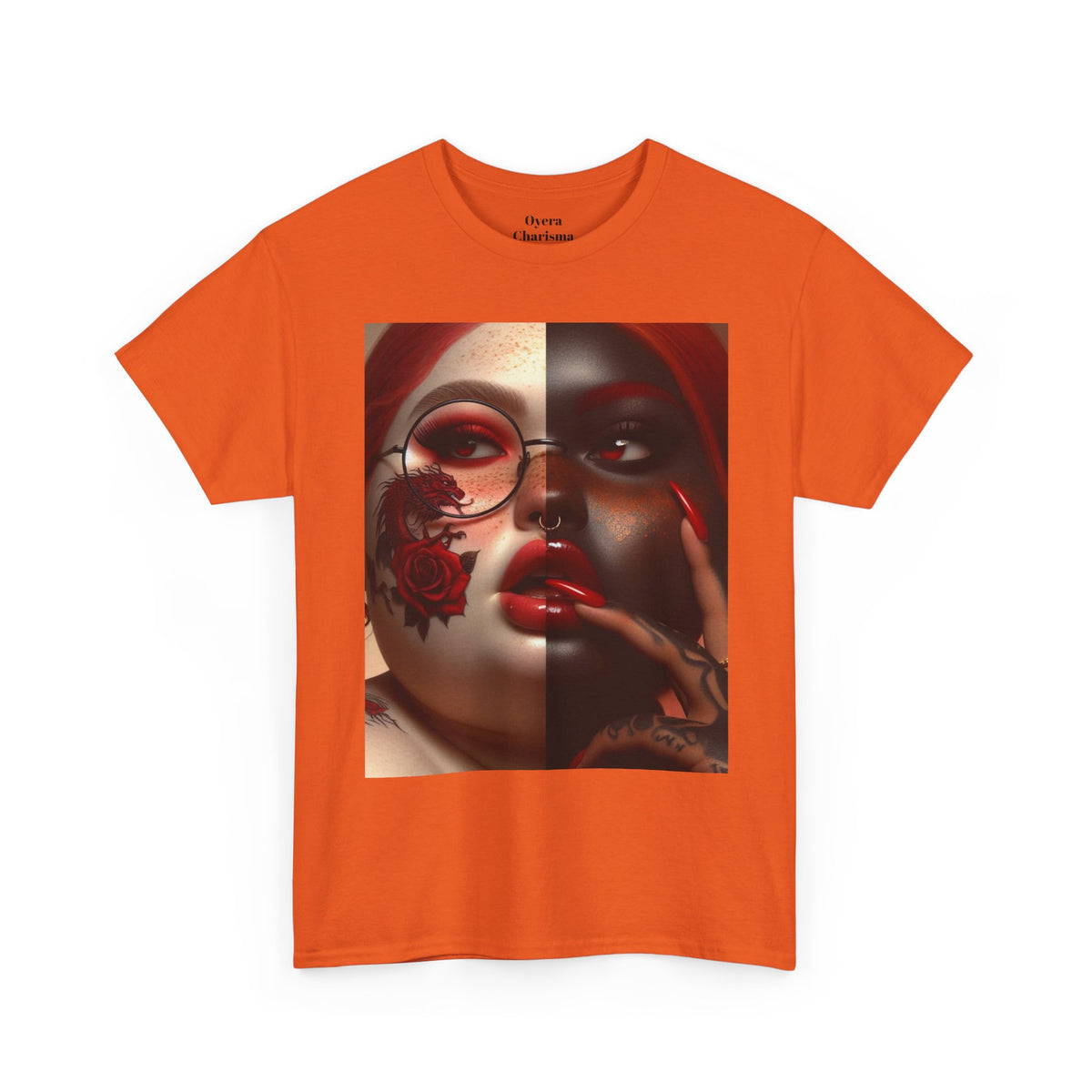 Graphic Tee — Dual-Faced Gothic Rose Portrait