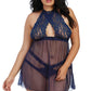 Mesh and Lace Halter Babydoll