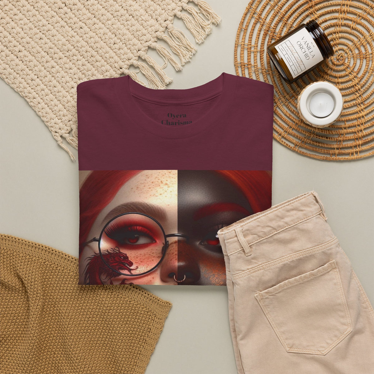 Graphic Tee — Dual-Faced Gothic Rose Portrait