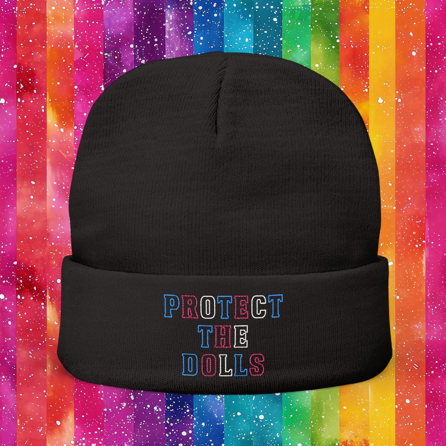 Protect the Dolls LGBTQ+ Pride Trans Support Embroidered Knit Beanie