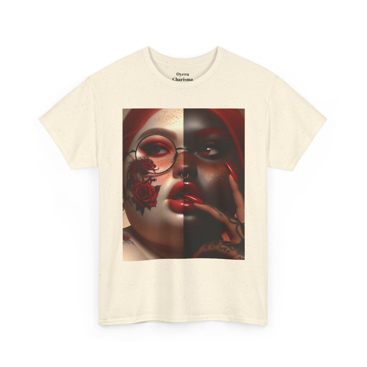 Graphic Tee — Dual-Faced Gothic Rose Portrait