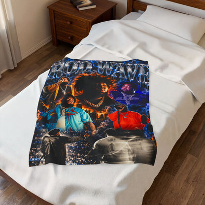 “Rod Wave” Blue Velveteen Plush Blanket
