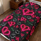Neon Pink Heart and Rose Velveteen Plush Blanket