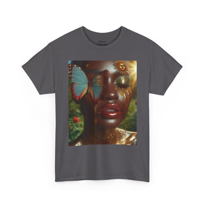 Butterfly Sunface T‑Shirt — Surreal Portrait Art Tee