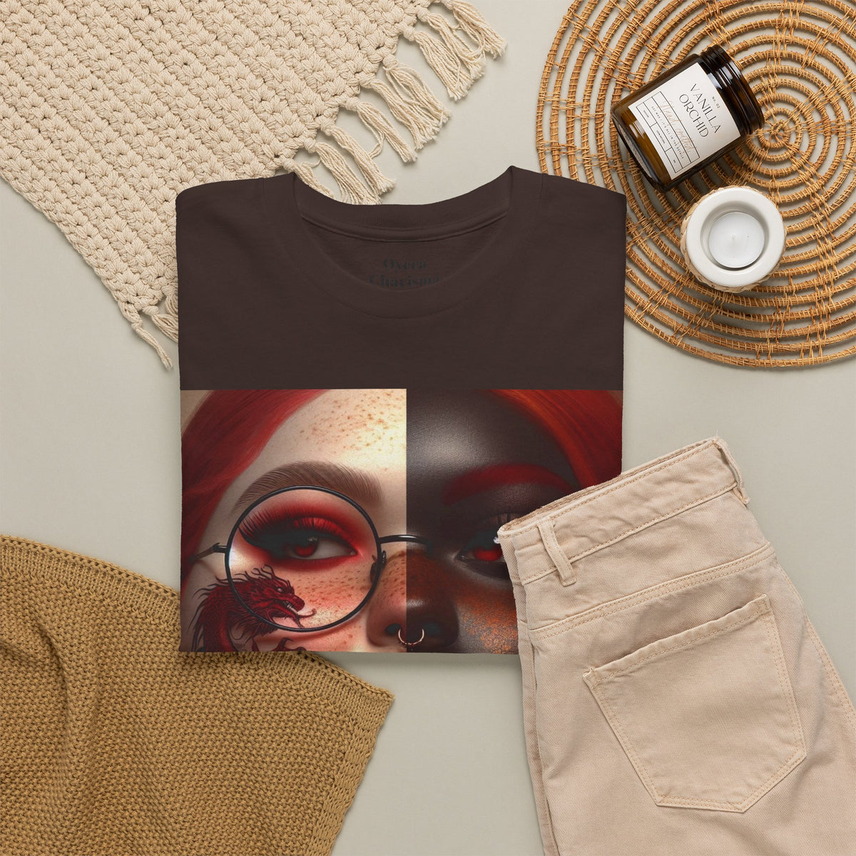 Graphic Tee — Dual-Faced Gothic Rose Portrait