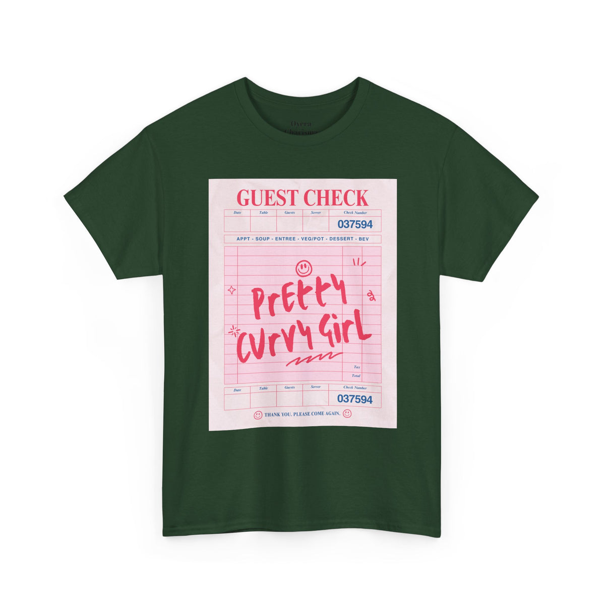 Pretty Curvy Girl Tee — Pink Guest Check Graphic Shirt