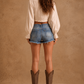 Rodeo Cow Hide Denim Short