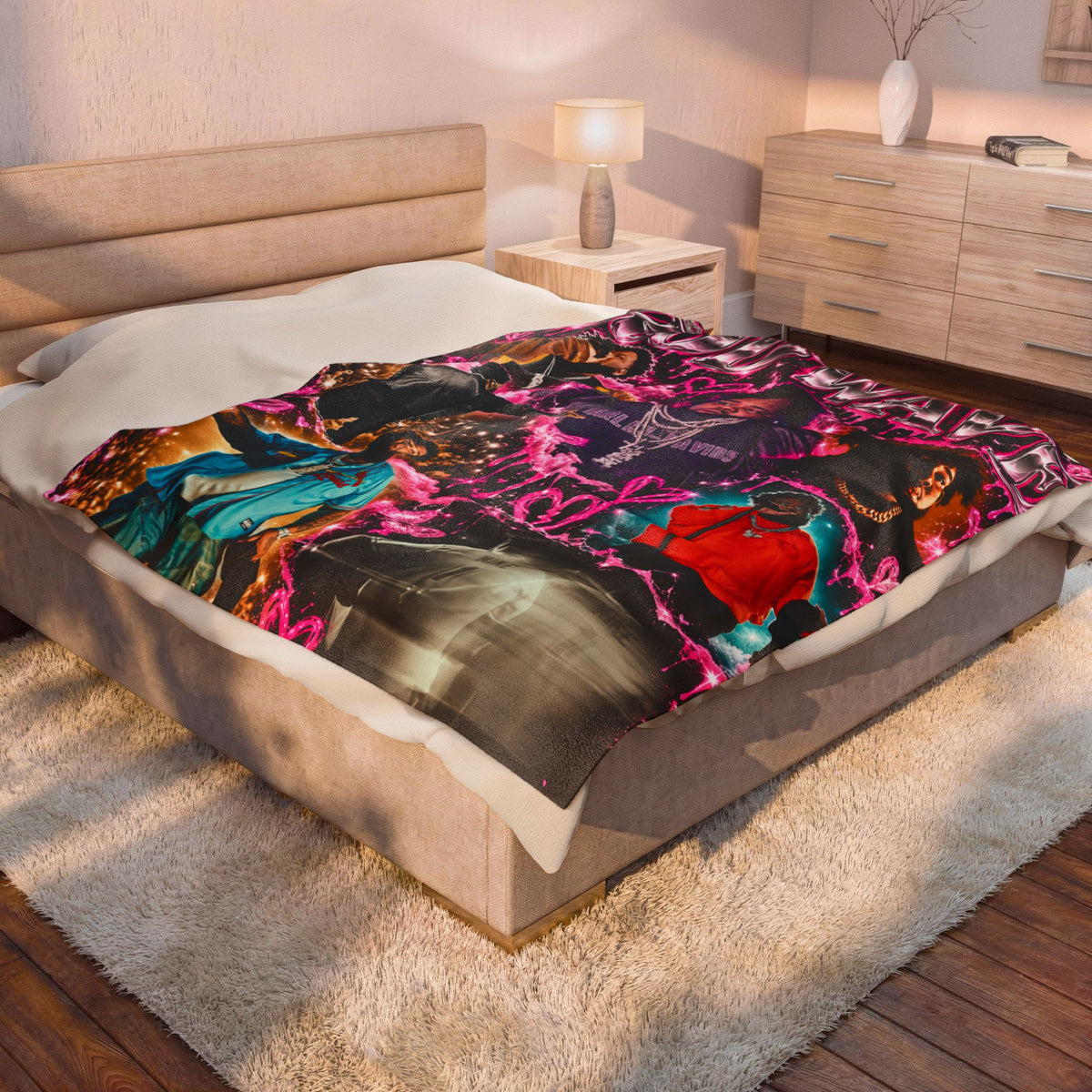 “Rod Wave” Pink Velveteen Plush Blanket
