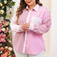 Pink Stripe Print Colorblock Shirt