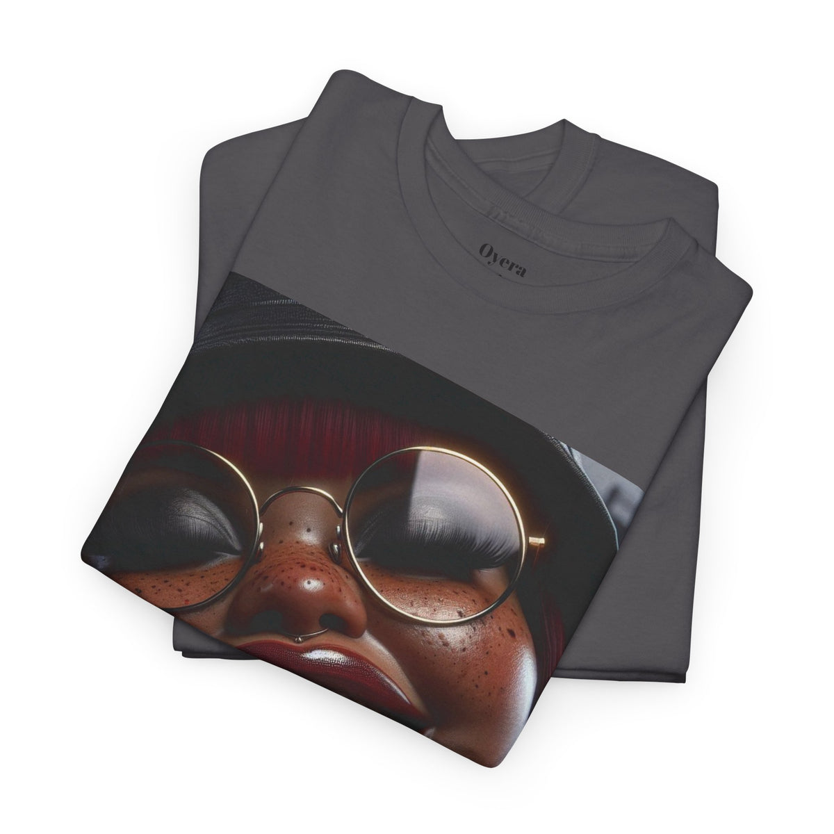 Smiling Afro Woman Graphic Tee — Bold Urban Portrait T-Shirt