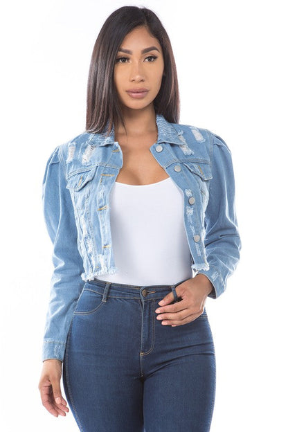 “Miss Cute Stuff” Denim Crop Jacket