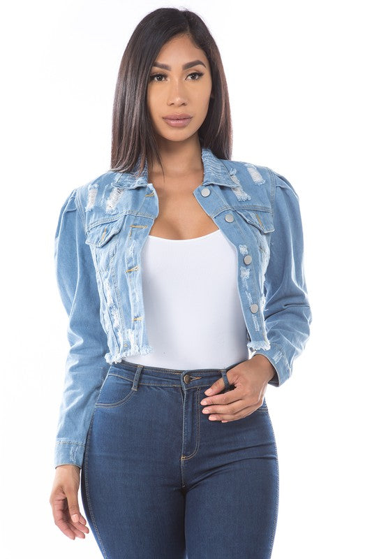 “Miss Cute Stuff” Denim Crop Jacket